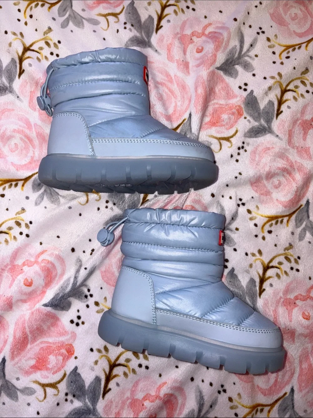 Hunter Kids Pale Blue Puffer Winter Boots